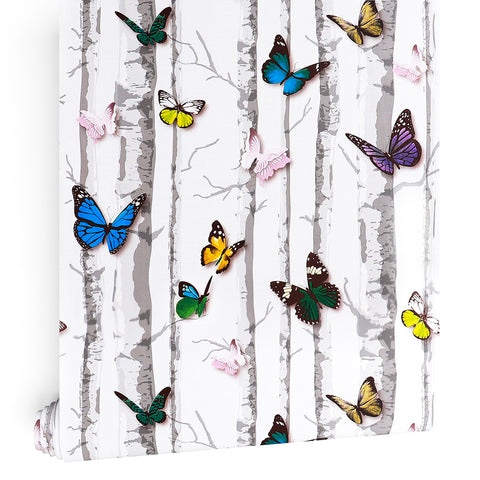 LaCheery Wood Peel and Stick Wallpaper White Contact Paper 80"x17.7" Removable Butterfly Contact Paper Self Adhesive Wallpaper Decorative Self Adhesive Vinyl Paper for Kids Bedroom Nursery Wall Drawer