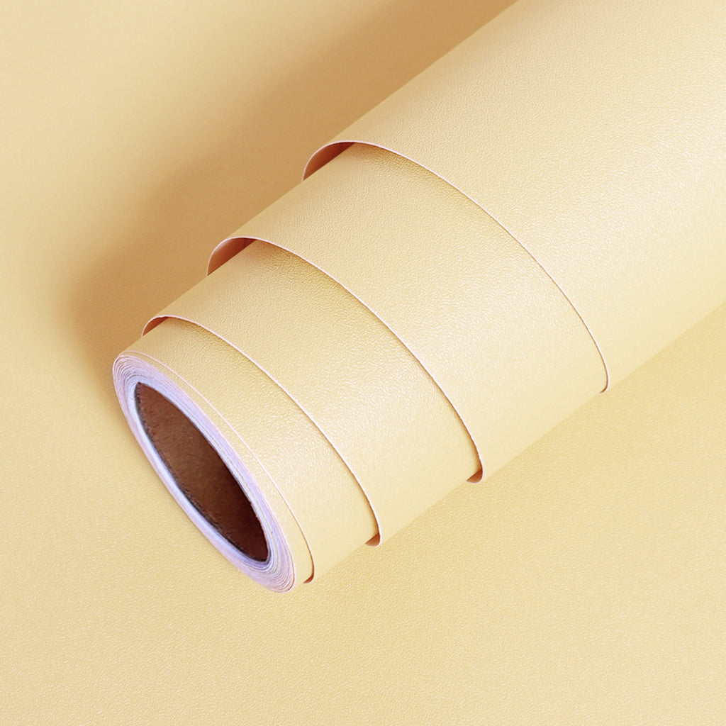 LaCheery Solid Textured Wallpaper Stick and Peel Yellow Contact Paper