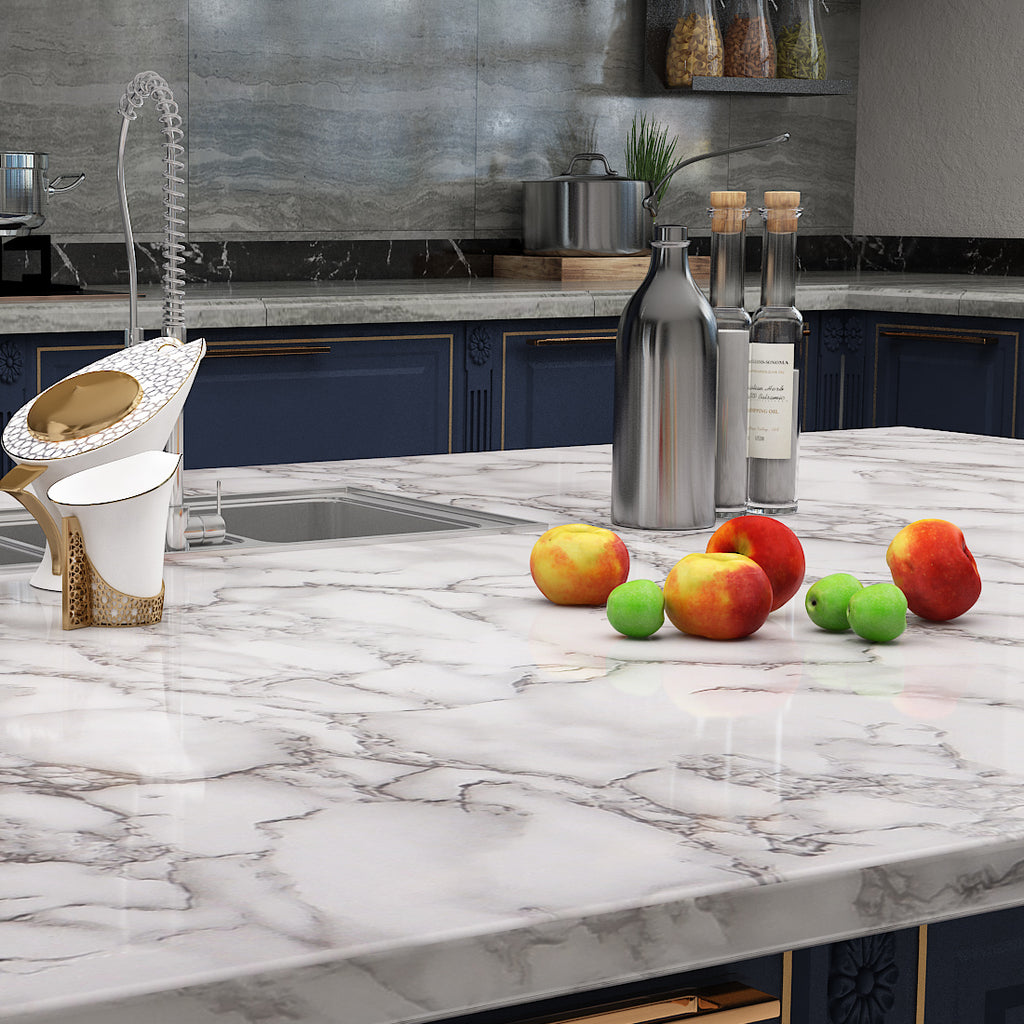 Caltero Marble Contact Paper 15.7 x 472 White Grey Marble Wallpaper Peel  and Stick Glossy Marble Contact Paper Self Adhesive Contact Paper for  Countertop Kitchen Cabinets Bathroom - Yahoo Shopping
